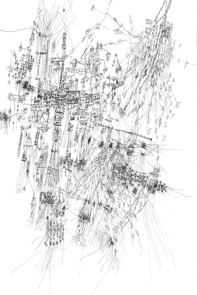 Landscape - ink drawing drawing art Fine art print  Black and white print map print ink drawing limited edition 18 x 12 inches