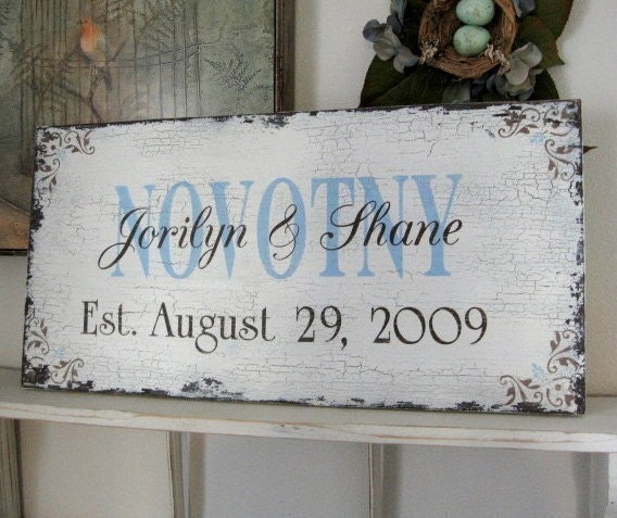 CUSTOM WEDDING SIGN or Family Sign w Names and Date Handpainted No Vinyl
