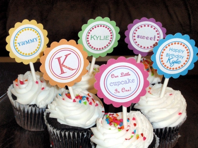 Printable PDF Personalized Custom Cupcake Toppers Print Your Own Tags