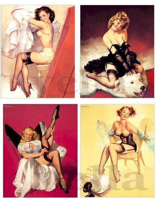 vintage pin up girls calendar women from 50s 60s clip art 4 x 5 inch images