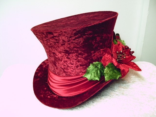 Red Christmas Dickens Top Hat Carroller Holiday