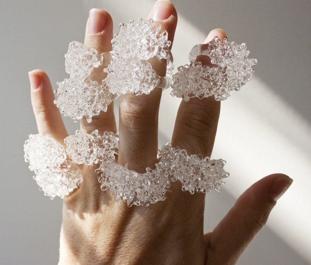Glass Cluster Ring - Clear