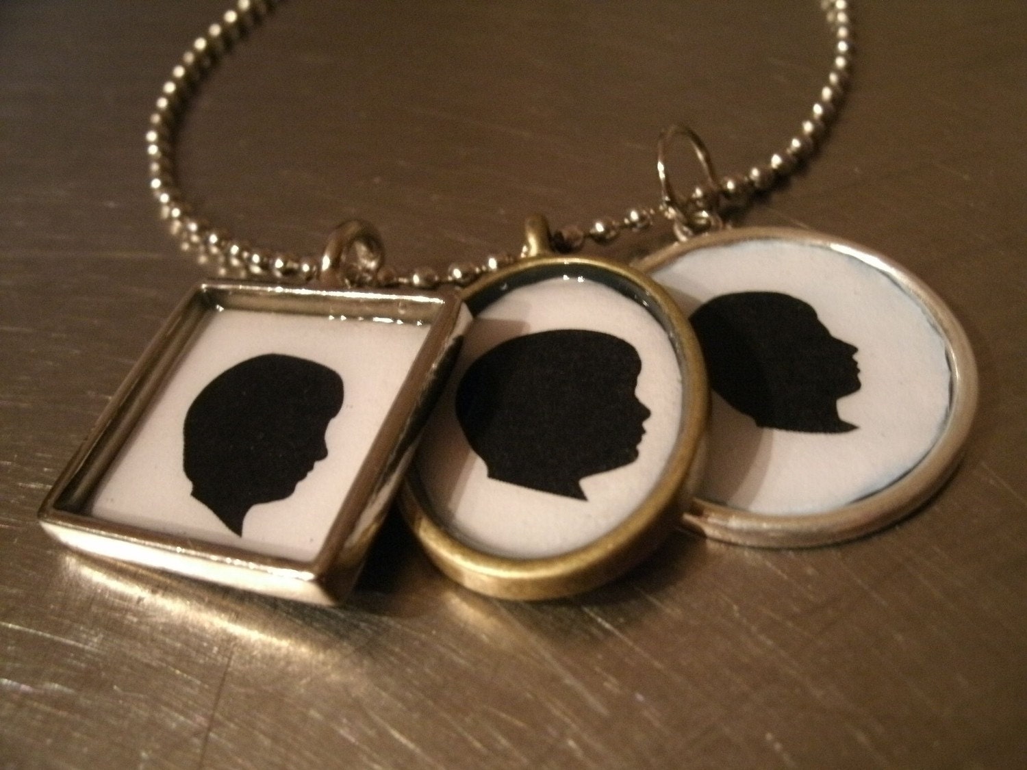 Custom Silhouette Necklaces with two silhouettes