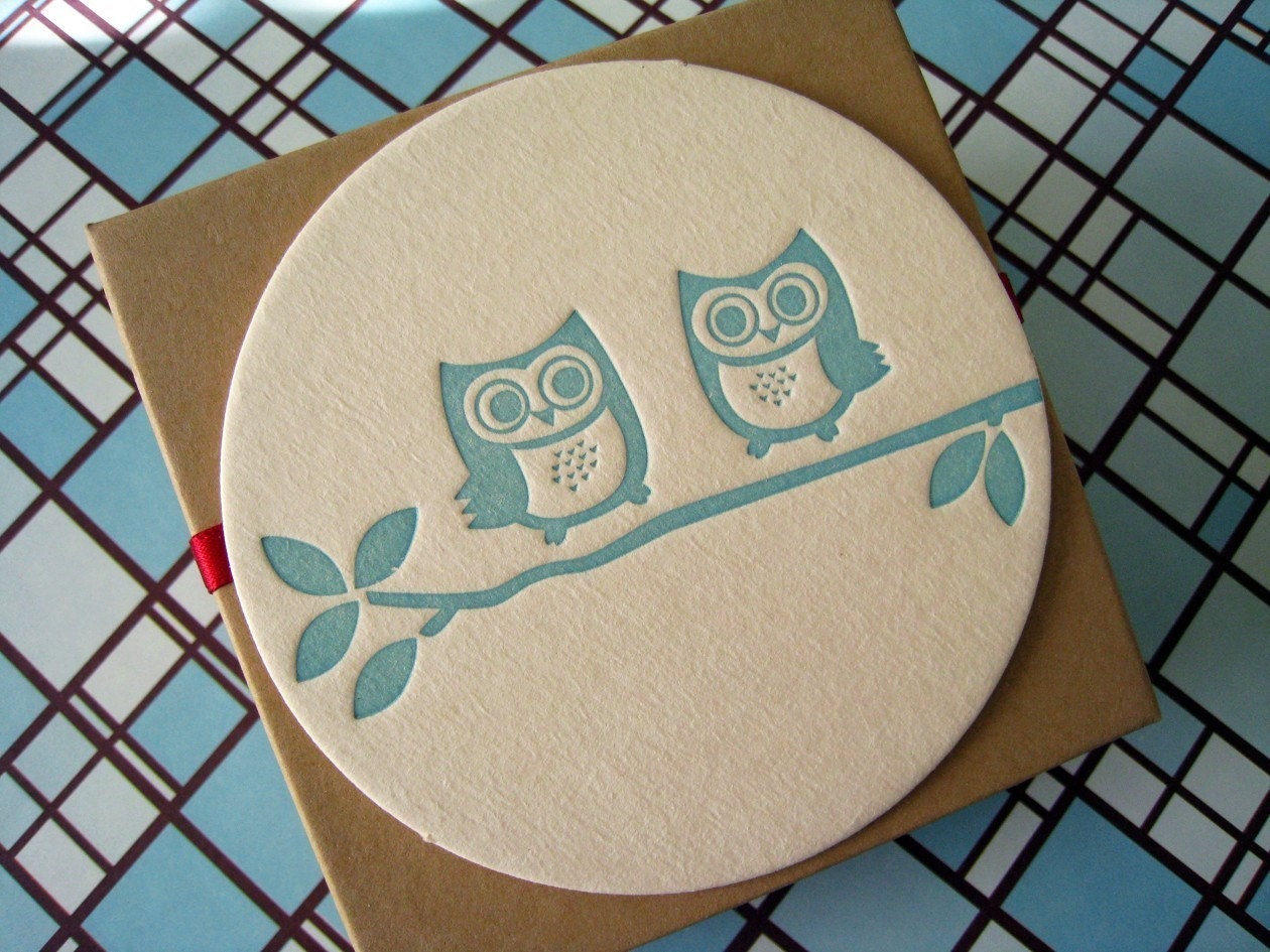 Letterpress Coaster Set - owls