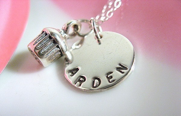 My Little Cupcake Silver Charm Name Necklace