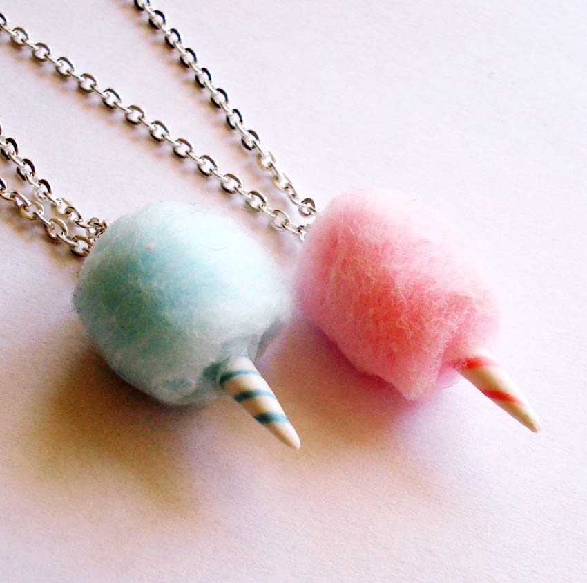 Carnival Cotton Candy Necklace - Pink or Blue