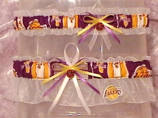 LA Lakers Wedding Garter Set NBA Basketball Purple organza