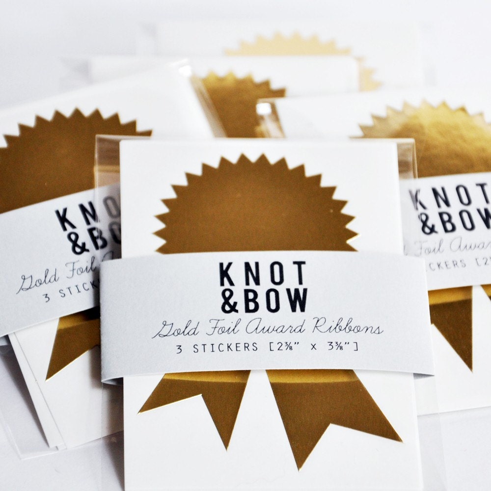 Gold Foil Award Ribbon Stickers - FREE SHIPPING