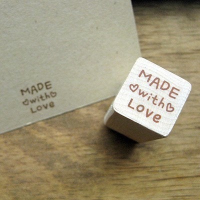 Wooden Rubber Stamp - Heart Made With Love Stamp