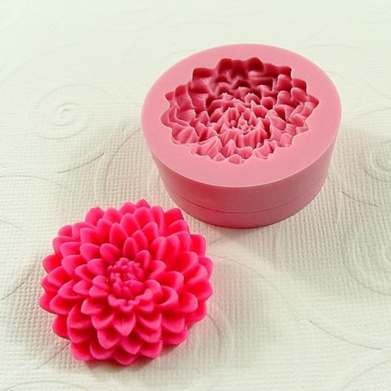 Chrysanthemum Cabochon Flexible Mini Mold/Mould (32mm) for Crafts, Jewelry, Scrapbooking, Sewing (resin,  pmc, polymer clay) (156)