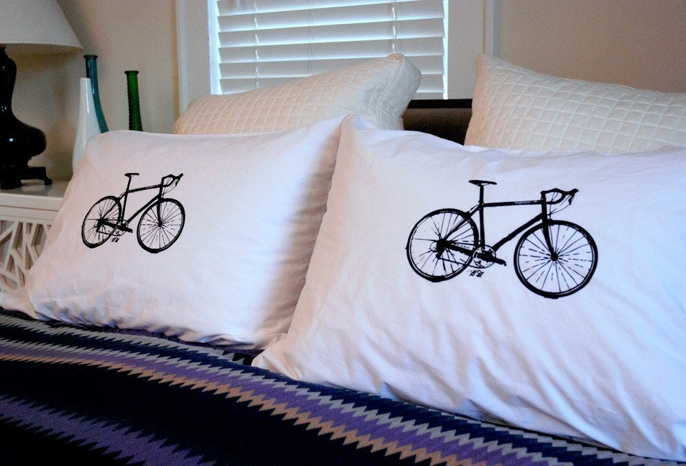 10 Speed Bike- Hand Screen Printed Pillow Case Pair