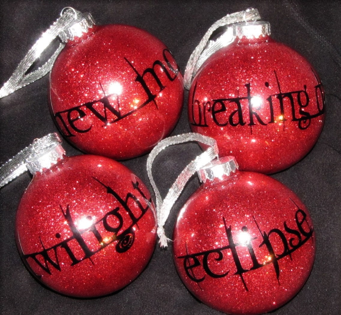 4-Pack of Twilight Series Glitter Christmas Ornaments