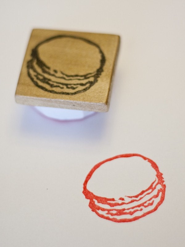 French Macaron Hand Carved Stamp