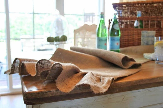 ruffled burlap table runner