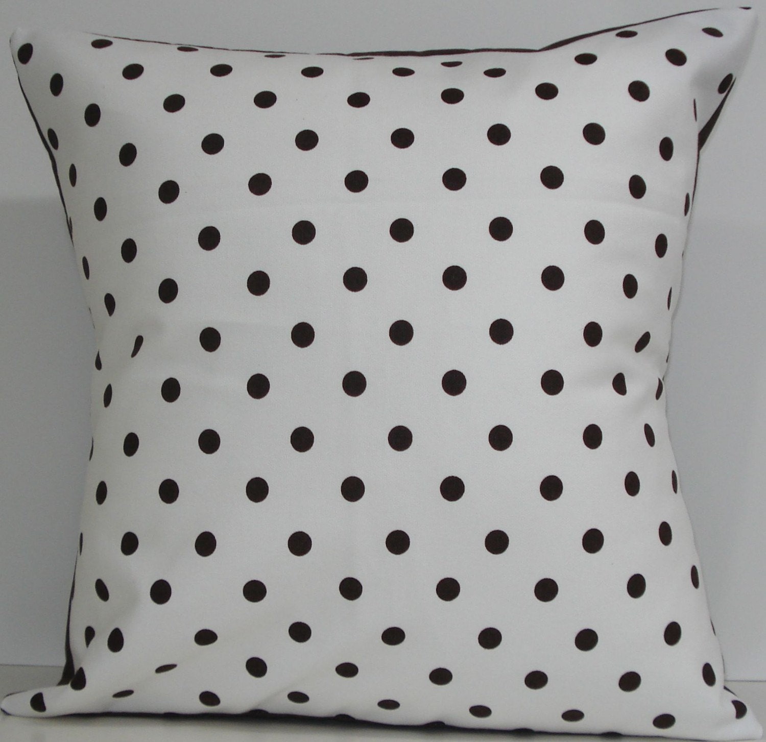 New 18x18 inch Designer Handmade Pillow Cases in brown on white small dots