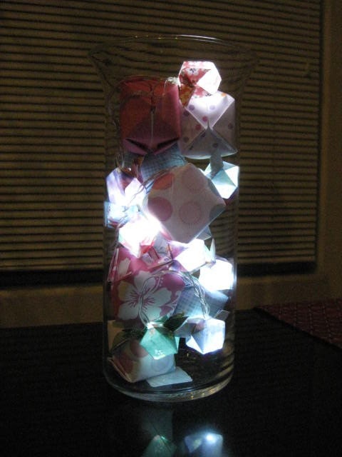 Origami lantern light in glass vase center piece home decor