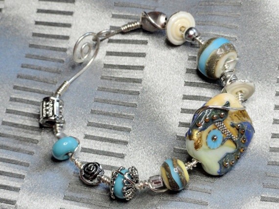 Bella Blue DSG Signature Focal Bead Wire Wrapped Bracelet - on sale