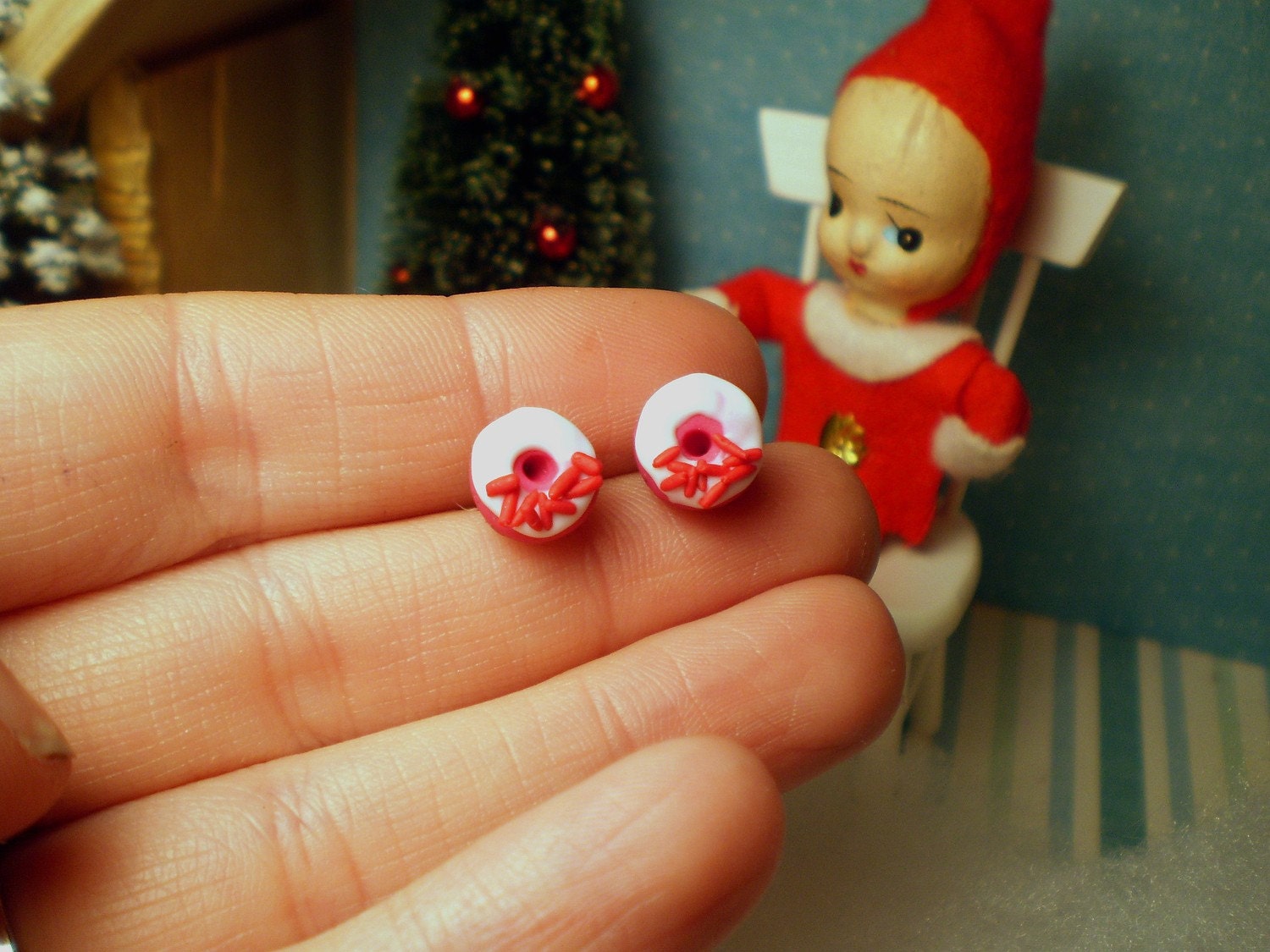 Sweet and Spicy Pink Donut Earrings