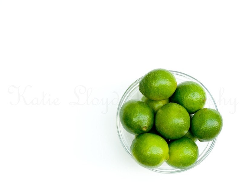 Bowl of Limes - 20x30 Fine Art Food Photography Print - Minimalist Negative Space Green Round Geometric Home Decor Photo
