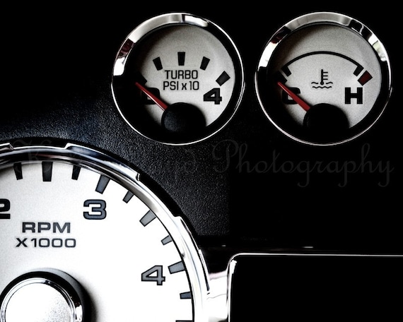Dashboard of a Truck - 16x20 Fine Art Auto Photography Print - Black and White High Contrast Home Decor Photo