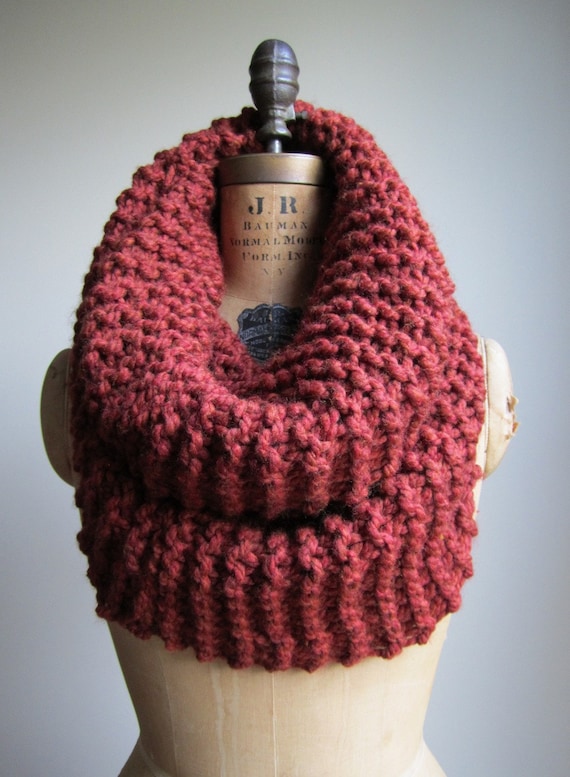 Super Snuggly Chunky knit cowl Burnt Sienna Rust.