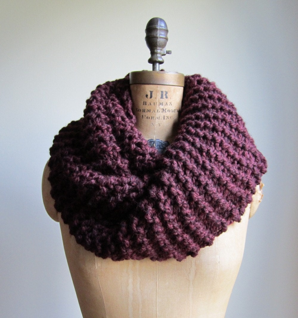 Super Snuggly Chunky knit cowl Burgundy. Ready to ship.
