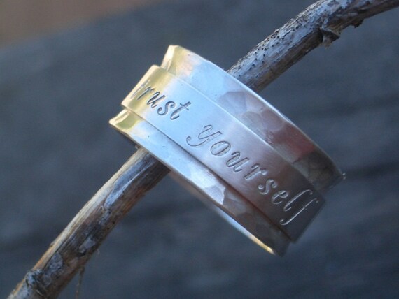 Say It On an Hand Stamped Sterling Gold Filled Spinner Ring