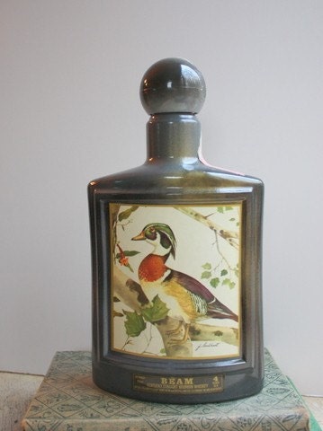 vintage wood duck bourbon whiskey bottle decanter