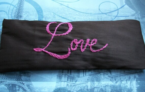 Organic Lavender and Flaxseed Eye Pillow Hand Embroidered by Dolce Dreams