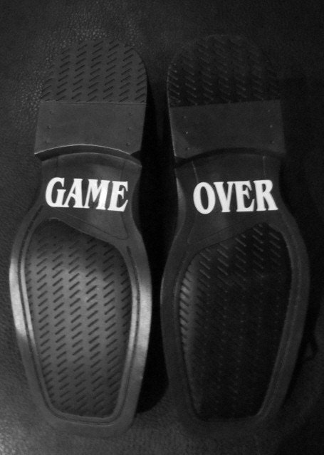 Game Over men's shoe Decal A fun wedding day accessory for the groom or 