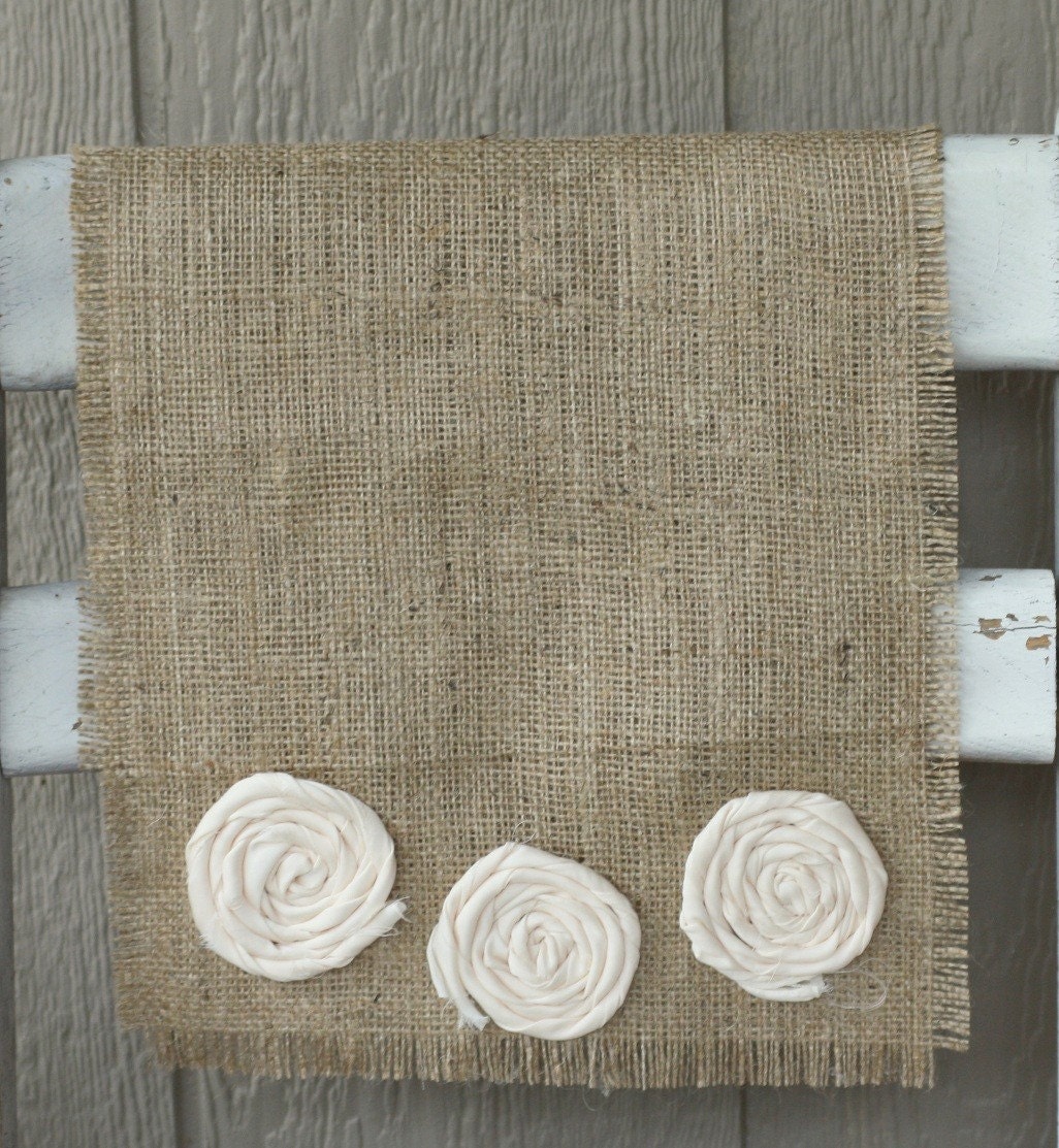 flower farmhouse burlap table runner - 72 inches