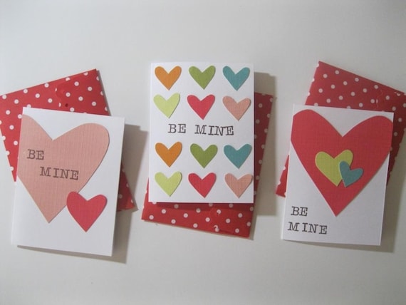 BE MINE  Valentine Cards, plus handmade envelopes