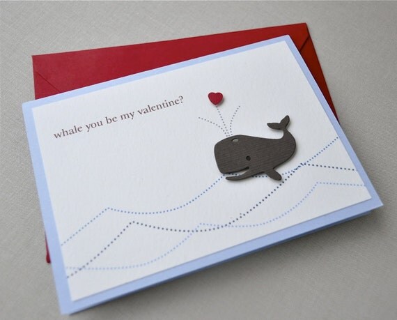Valentines day card - whale