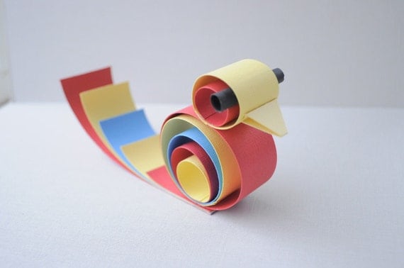 Primary colored paper bird - home decor/party favors/place card settings