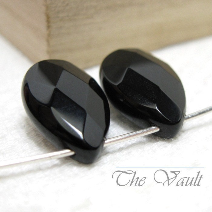 RESERVED 6 (3 pair) Black Onyx 16mm pear faceted briolette