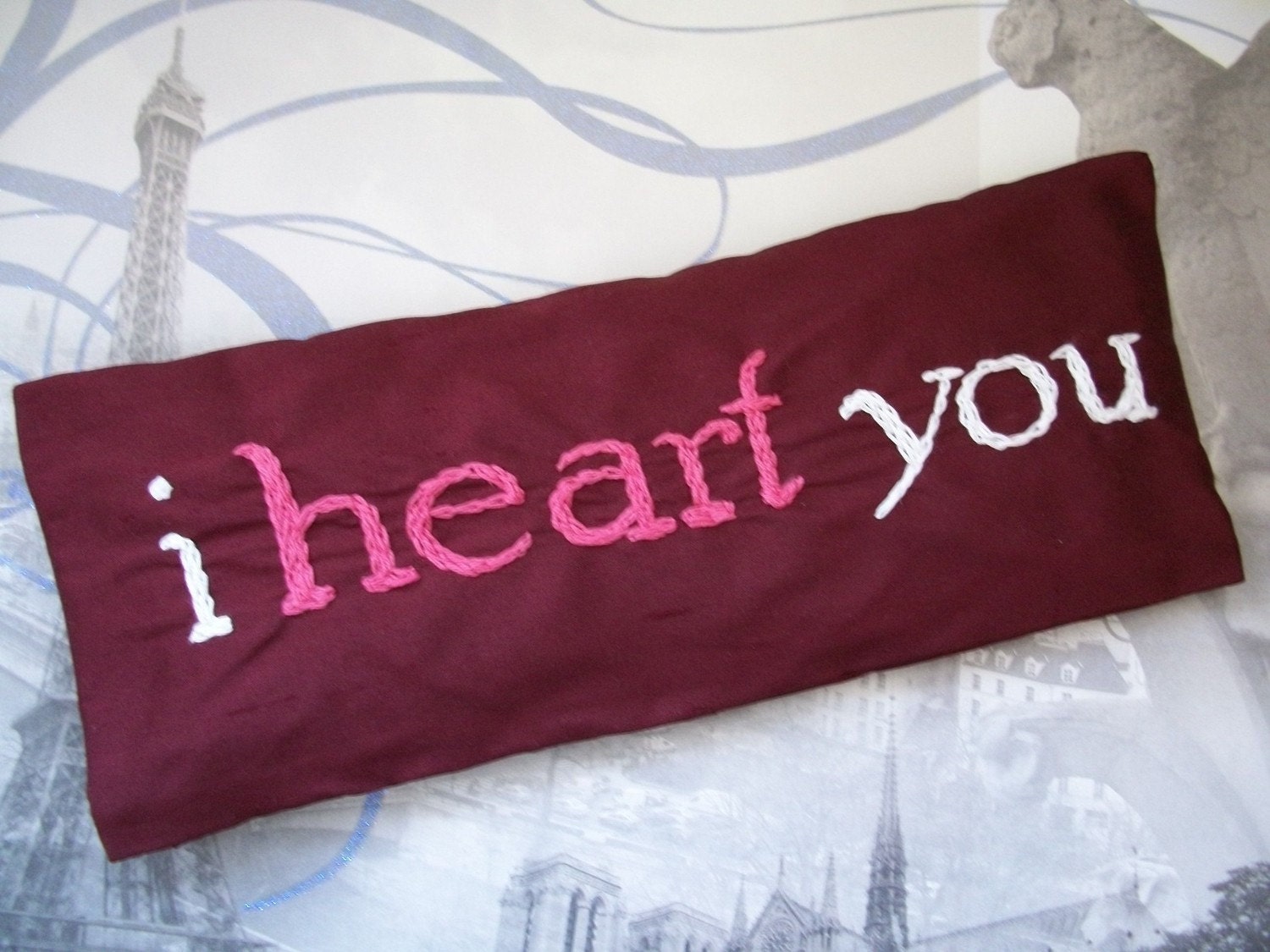 Valentines Gift for Her  Lavender and Flaxseed Eye Pillow with Hand Embroidery