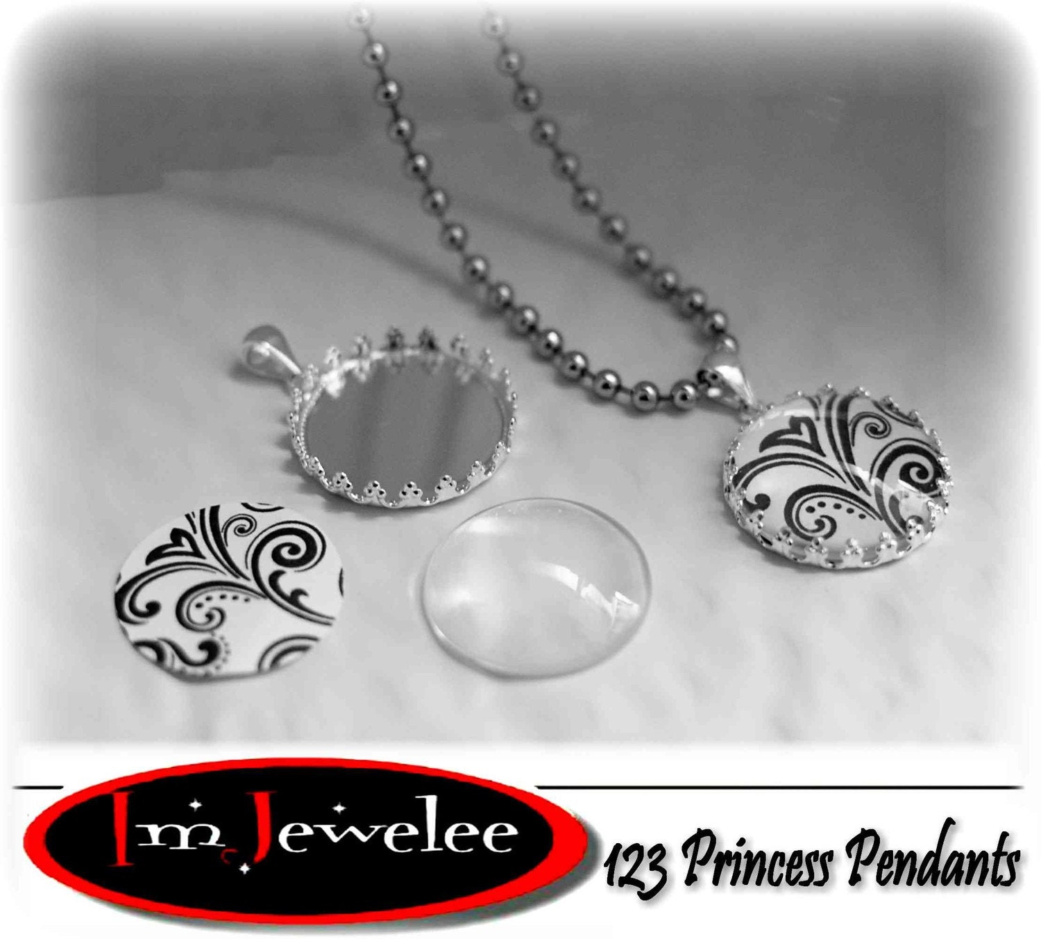 123 INSTANT Jewelry Craft Kit SILVER No Glue No Glaze Makes 10 Necklaces Easy Unique and makes a Great GIFT