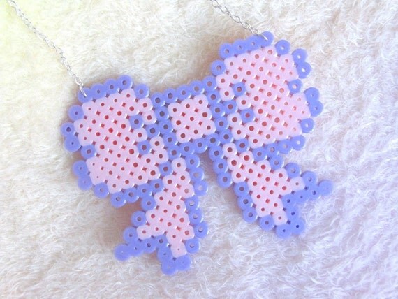 Fairy Kei Pixelated Bow Necklace
