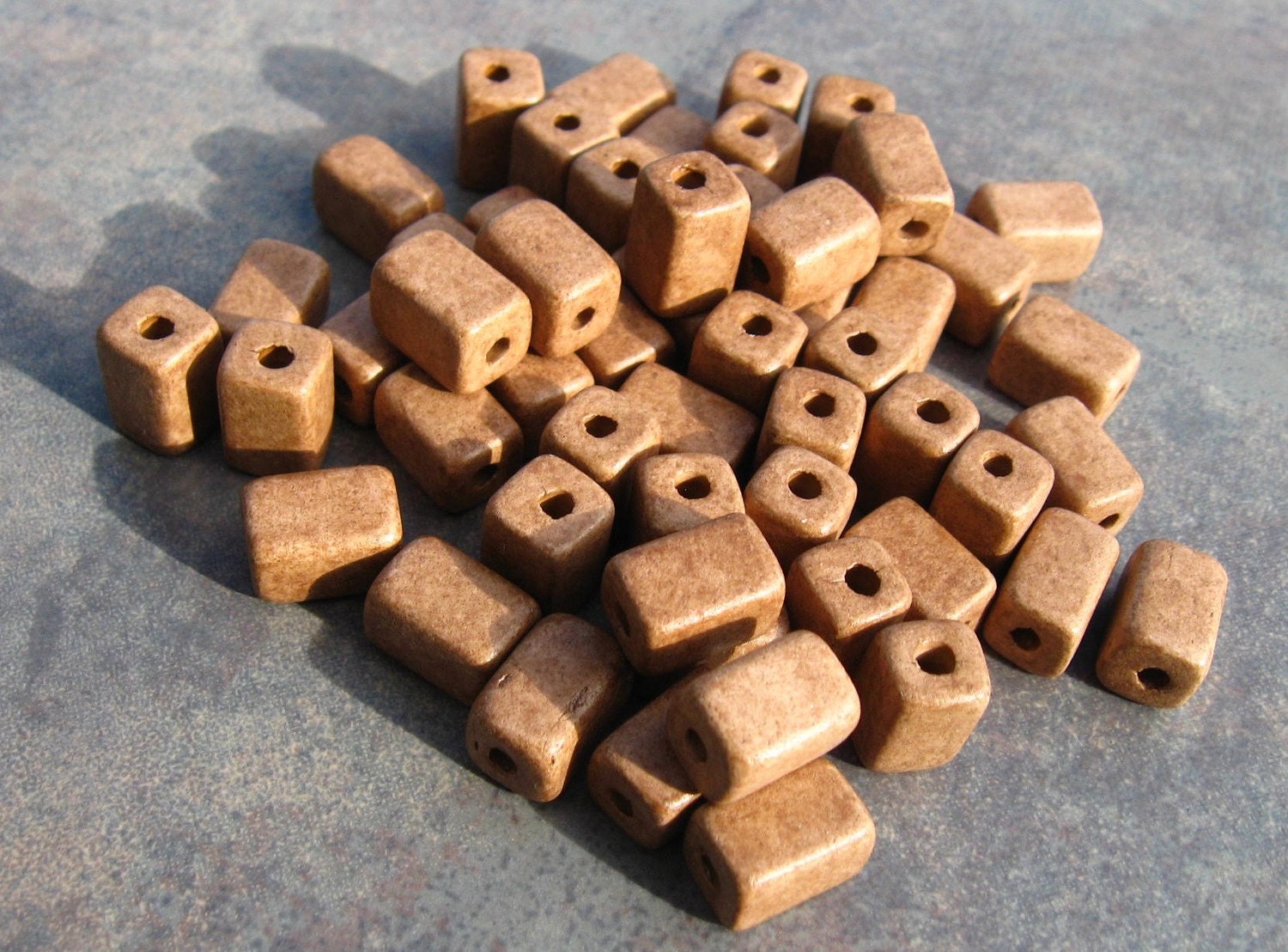 MOCHA Greek Ceramic Beads Square Barrel 6x10mm (10)