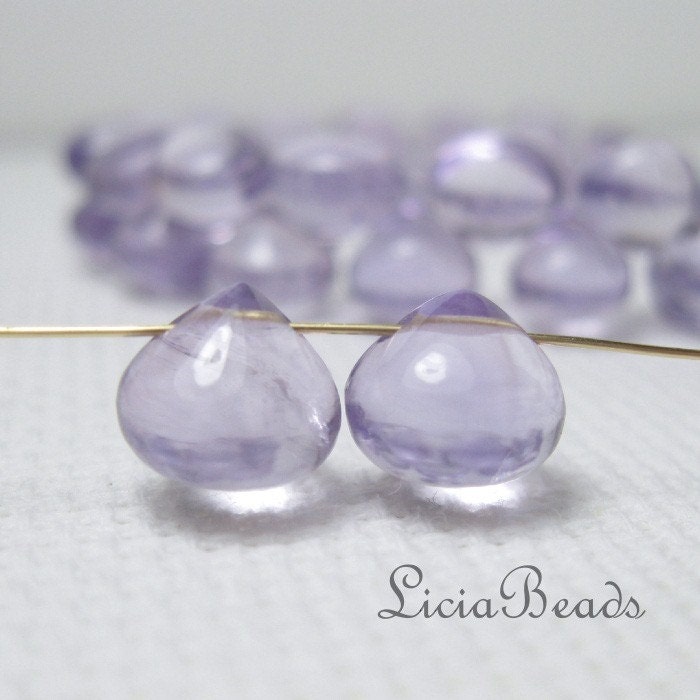 4 (2pair) Pink Amethyst 5-6mm smooth onion briolettes