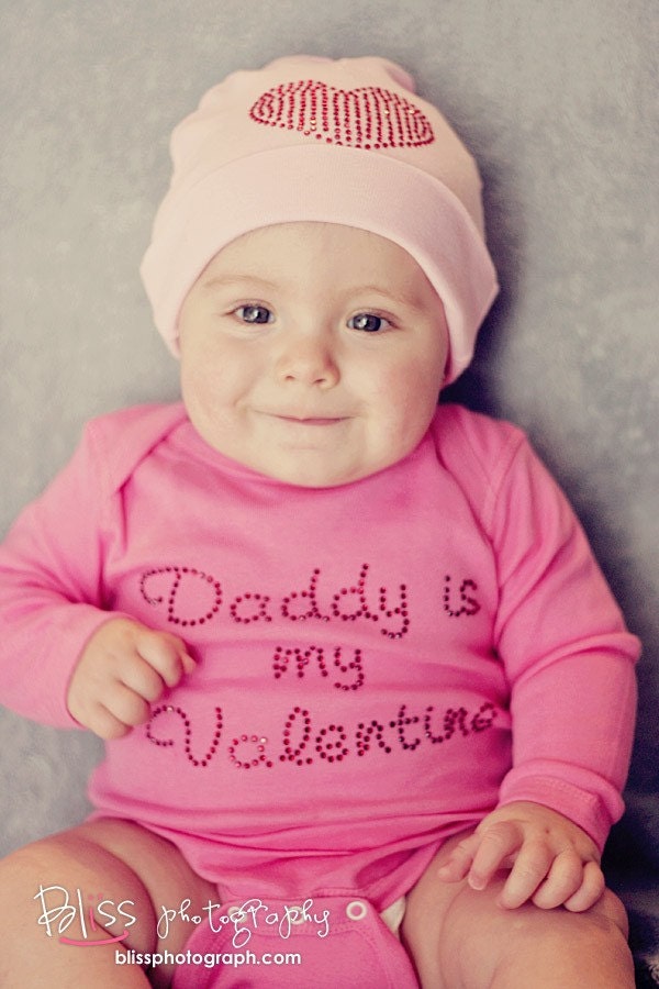 Daddy Is My Valentine Pink Rhinestone Bling Top