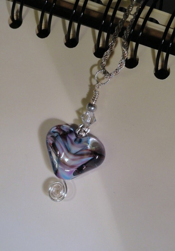 Purple & Blue Heart Lampwork Necklace
