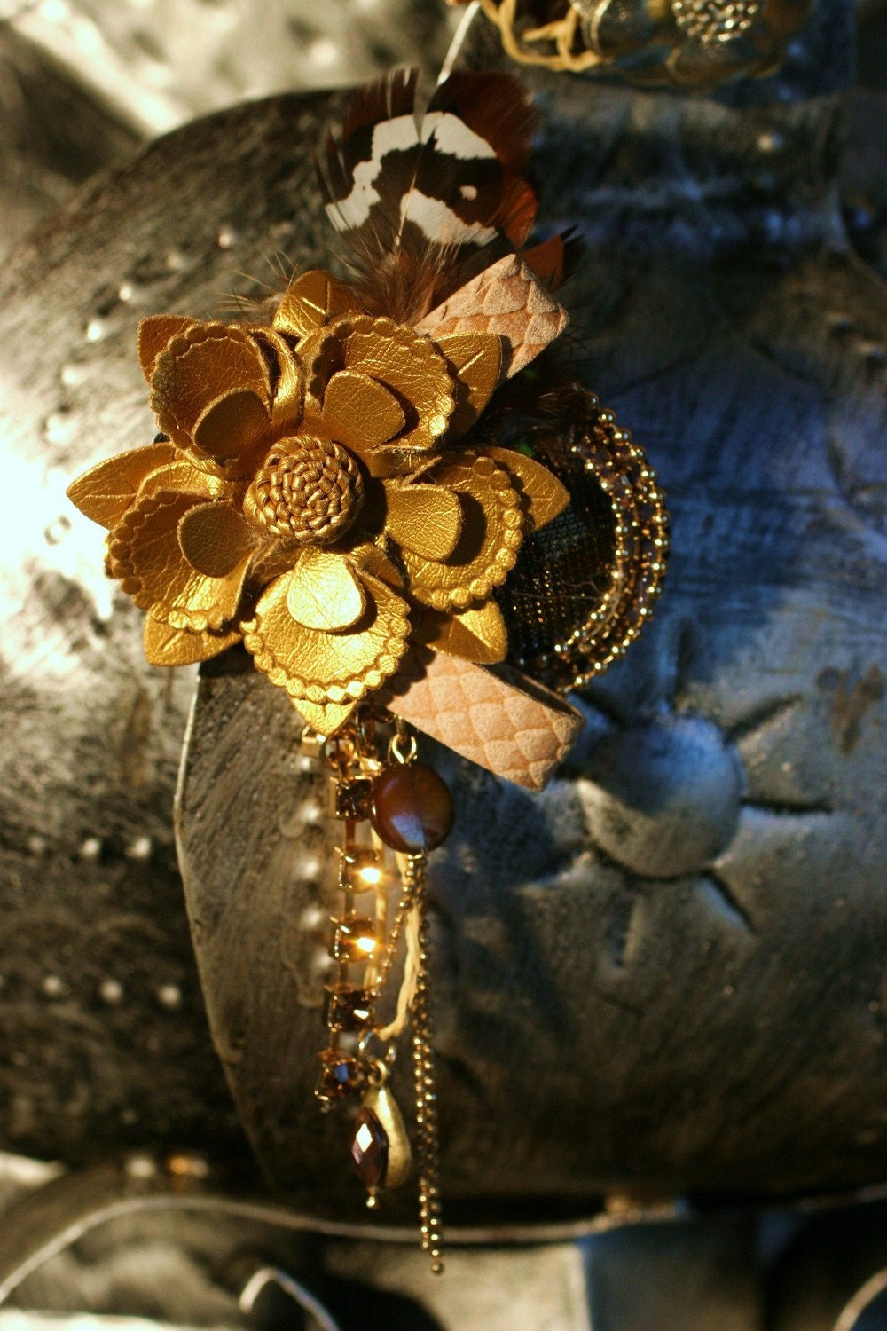 Flower Brooch and Saloon Style Hair Pin