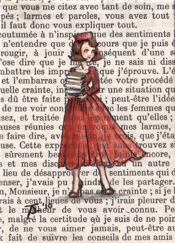 Open Edition ACEO Print - Paris, 1962 - Armfulls of Books