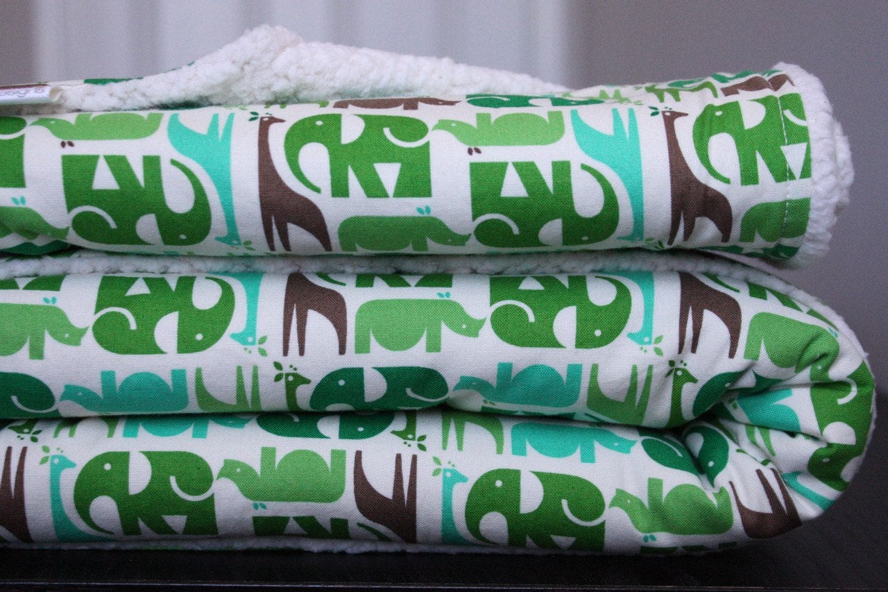 Animal Stripe in Green - Lil'Cupcakes Blanket