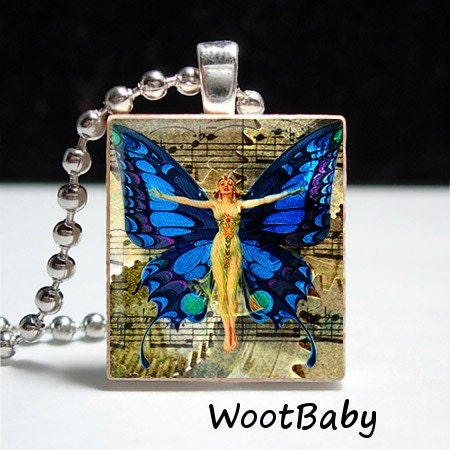 Clocks & Butterflies No.33 Scrabble Tile Pendant Buy 2 Get 1 Free