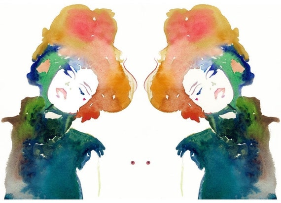 Watercolor Fashion Illustration - Model ink 5 twins print 11x17