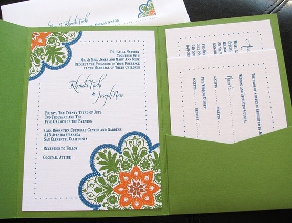 DIY Talavera Tile Inspired Wedding Invitation Pocket Folder