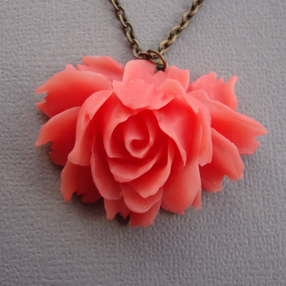 Rose Necklace in Soft Coral red