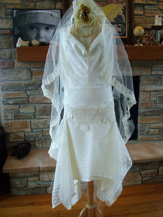 1920s style wedding dress flapper bridal gown custom dress